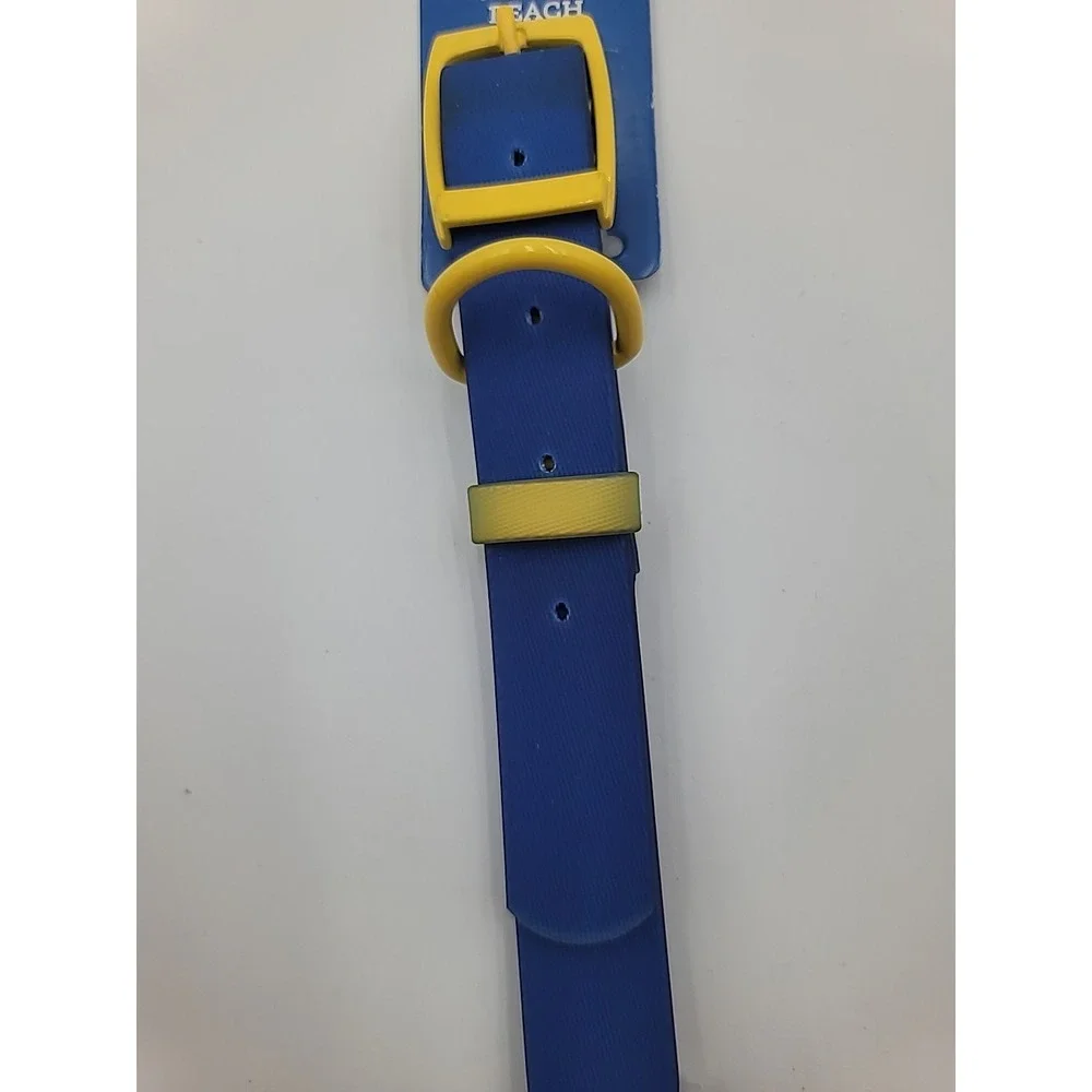 Wags & Wiggles Waterproof Rubber Dog Collar Blue With Metal Buckle Large 17